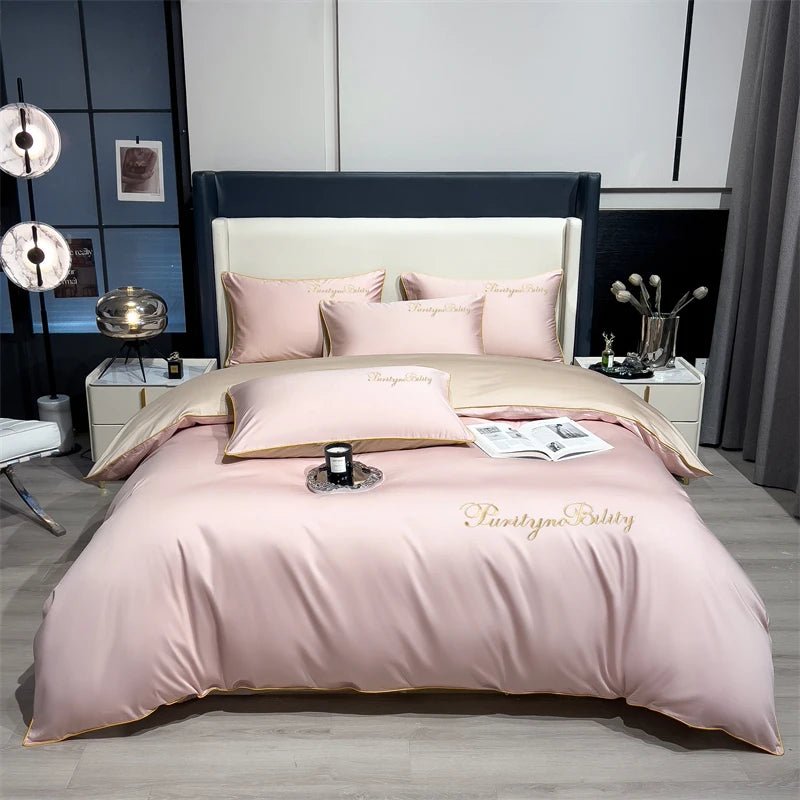 Parure de lit unie en coton égyptien – 200x230cm , 3 pièces en