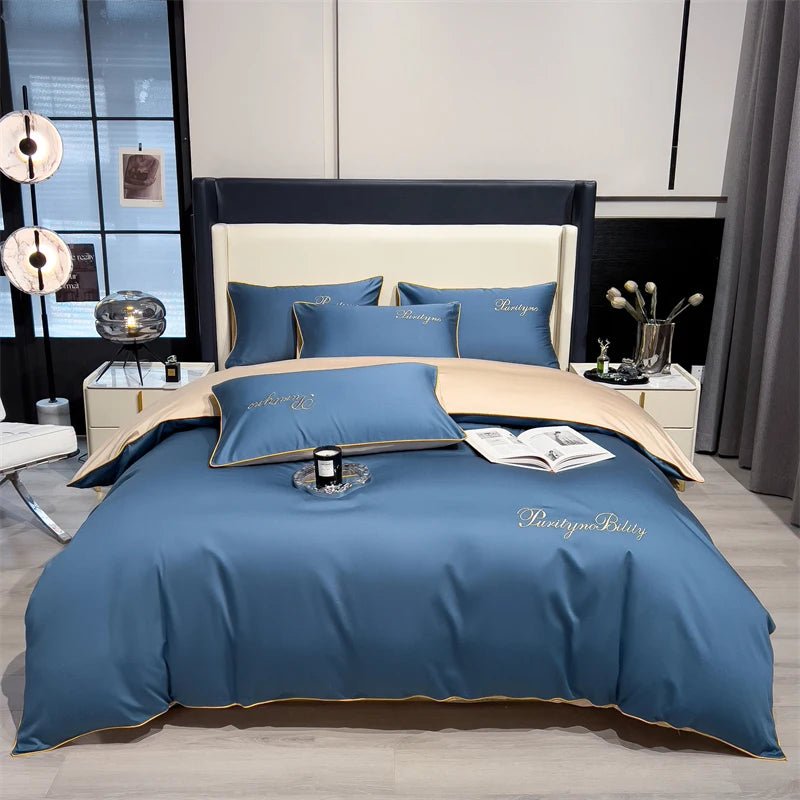 Parure de lit unie en coton égyptien – 200x230cm , 3 pièces en