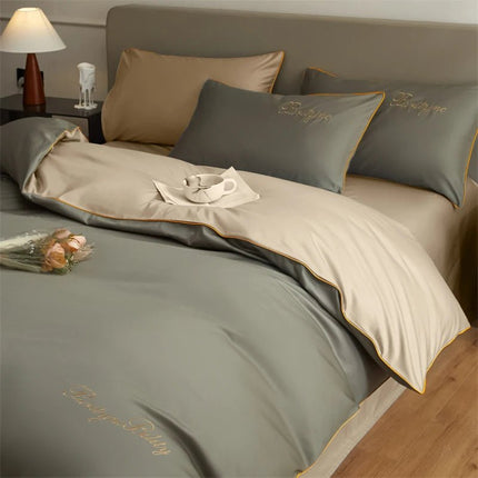Parure de lit unie en coton égyptien – 200x230cm , 3 pièces en