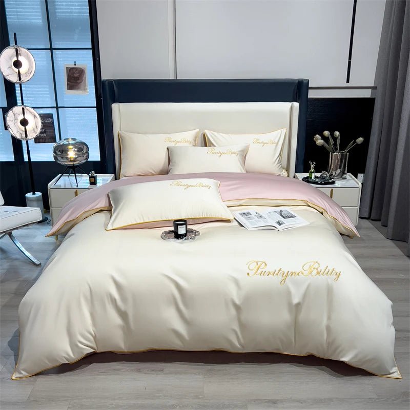 Parure de lit unie en coton égyptien – 200x230cm , 3 pièces en