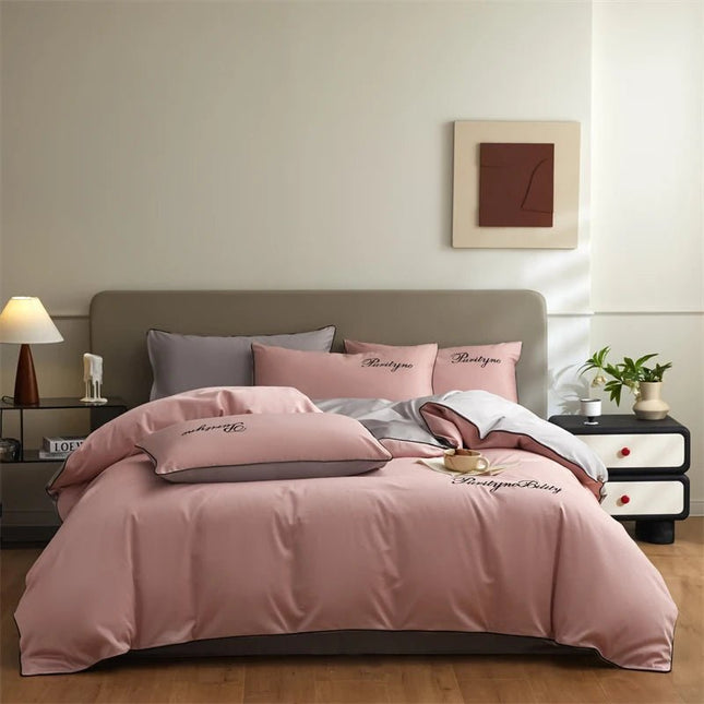 Parure de lit unie en coton égyptien – 220x240cm , 3 pièces en