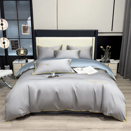 Parure de lit unie en coton égyptien – 220x240cm , 3 pièces en
