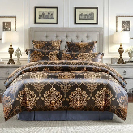 Parure housse de couette satin jacquard européen 260x230 cm en