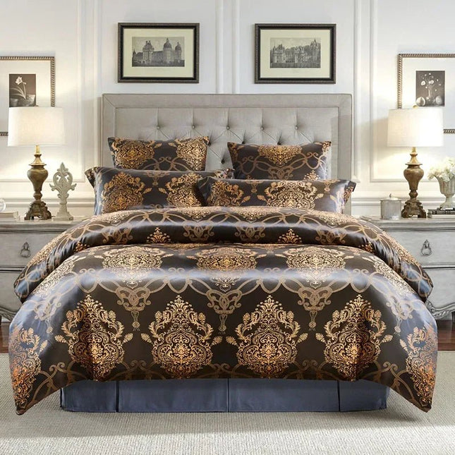 Parure housse de couette satin jacquard européen 260x230 cm en